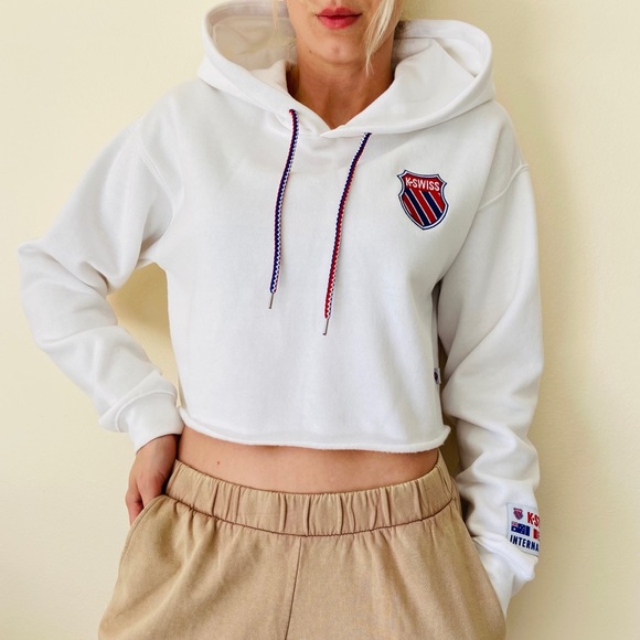 NWT Forever 21 x K-Swiss cropped white hoodie - Picture 4 of 8